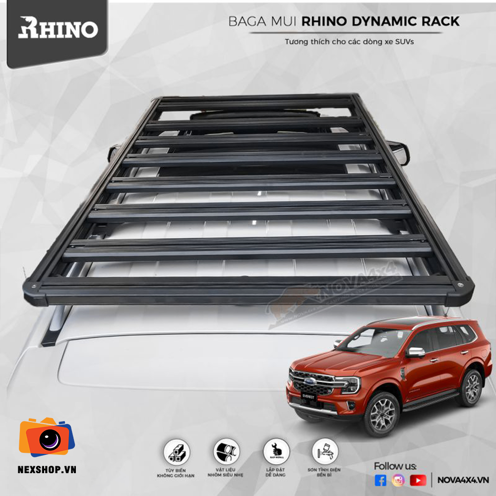 BAGA MUI RHINO DYNAMIC RACK BẰNG NHÔM CHO XE SUVS