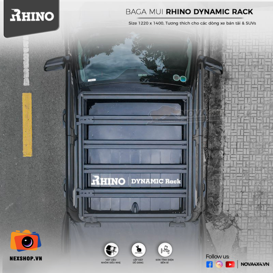 BAGA MUI RHINO DYNAMIC RACK BẰNG NHÔM CHO XE SUVS