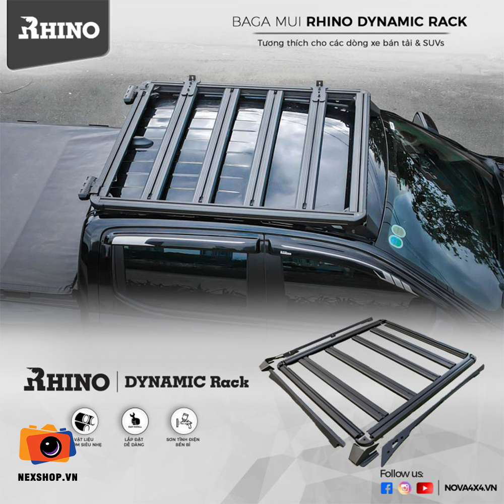 Baga Mui Rhino Dynamic Rack Nhôm Cho Xe Bán Tải | Chính Hãng - mặt sau và phụ kiện đi kèm