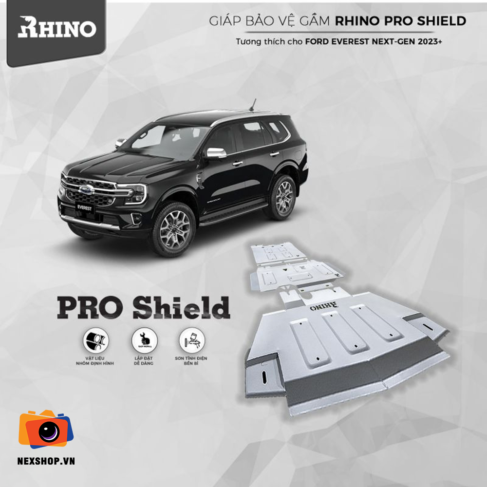 BỘ GIÁP BẢO VỆ GẦM BẰNG NHÔM RHINO PRO SHIELD CHO XE FORD EVEREST 2023+