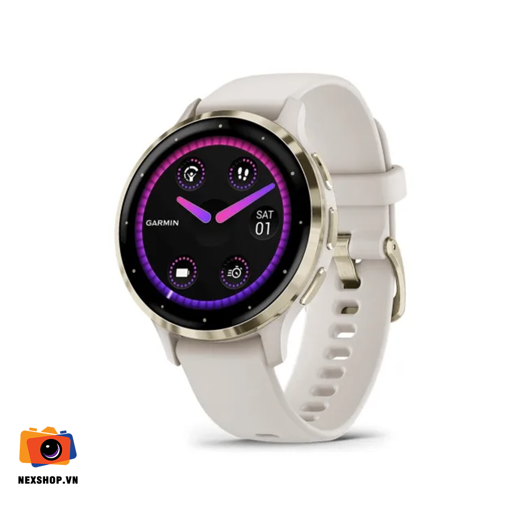 Đồng hồ Garmin Venu 3S 41mm màu Trắng ngà viền vàng nhạt Chính hãng