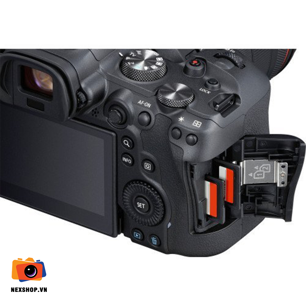 Máy ảnh Canon EOS R6 | Ảnh chất lượng cao, chống rung mạnh mẽ | C - mặt sau và phụ kiện đi kèm