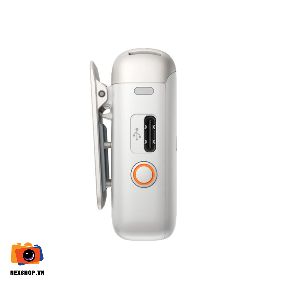 Micro DJI Mic 2 TX Trắng | Micro Chính Hãng, Chất Lượng Âm Thanh - mặt sau và phụ kiện đi kèm