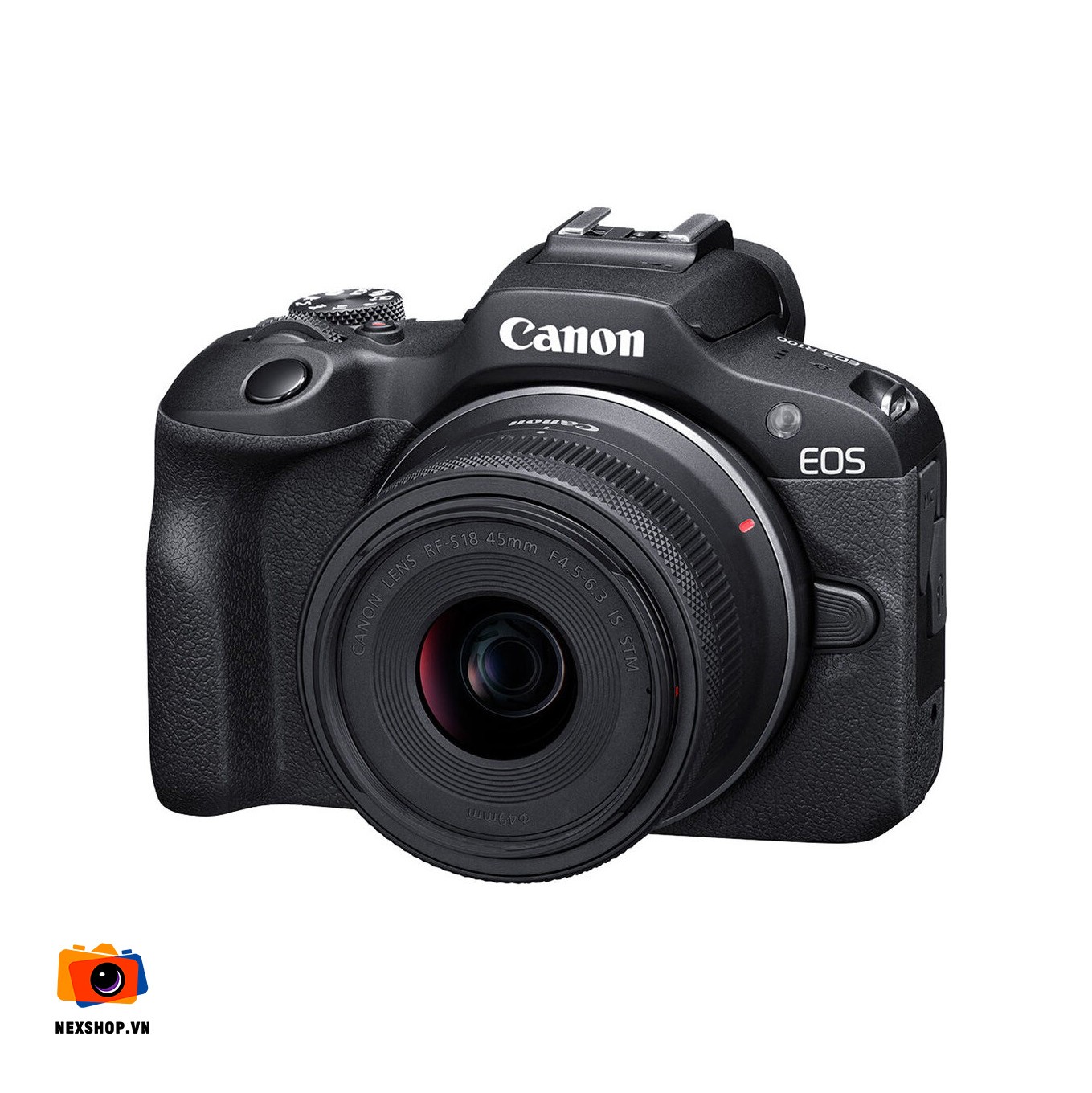 Máy ảnh Canon EOS R100 + Lens 18-45mm | Chính hãng - mặt sau và phụ kiện đi kèm