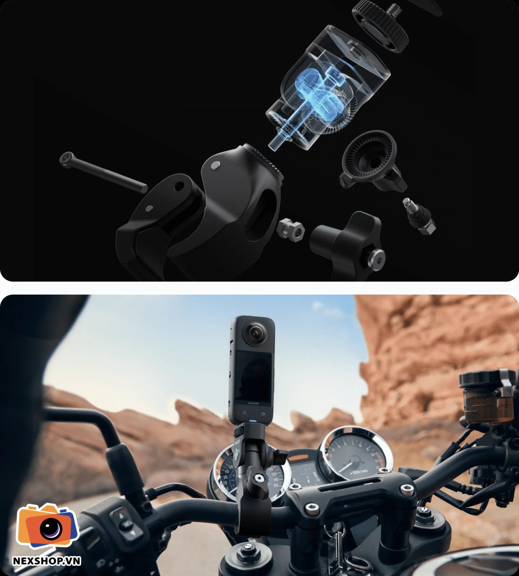 Insta360 Motorcycle Bundle | Gói phụ kiện chính hãng - cấu hình hộp sạc