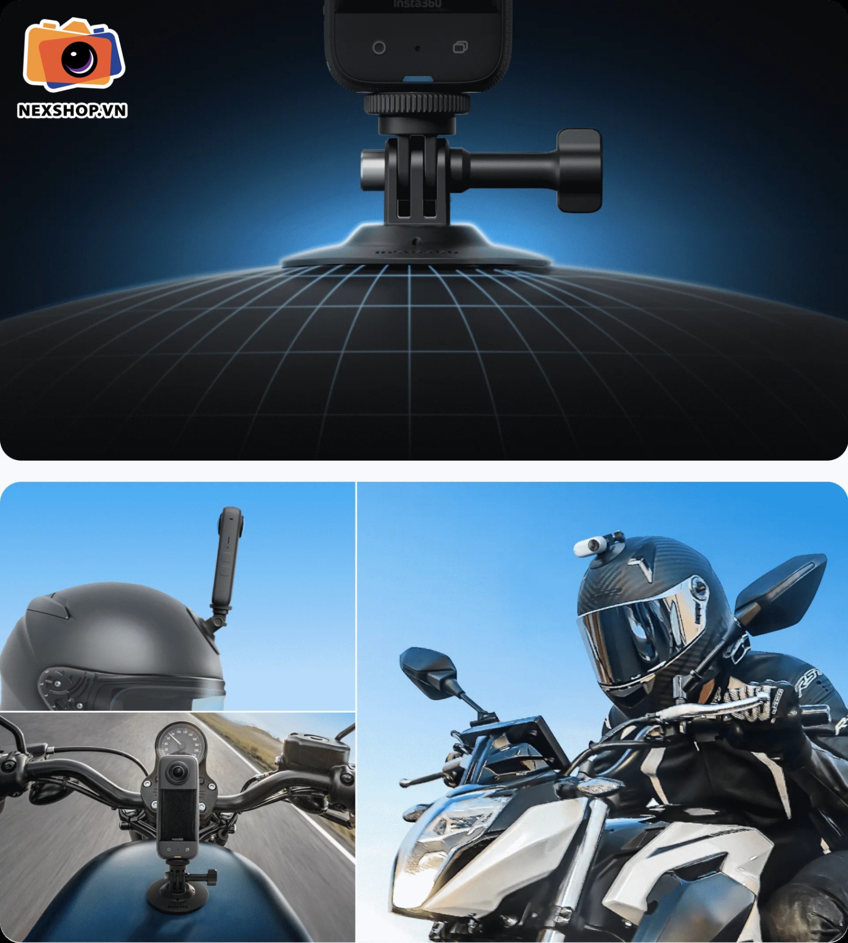 Insta360 Motorcycle Bundle | Gói phụ kiện chính hãng - mặt sau và phụ kiện đi kèm