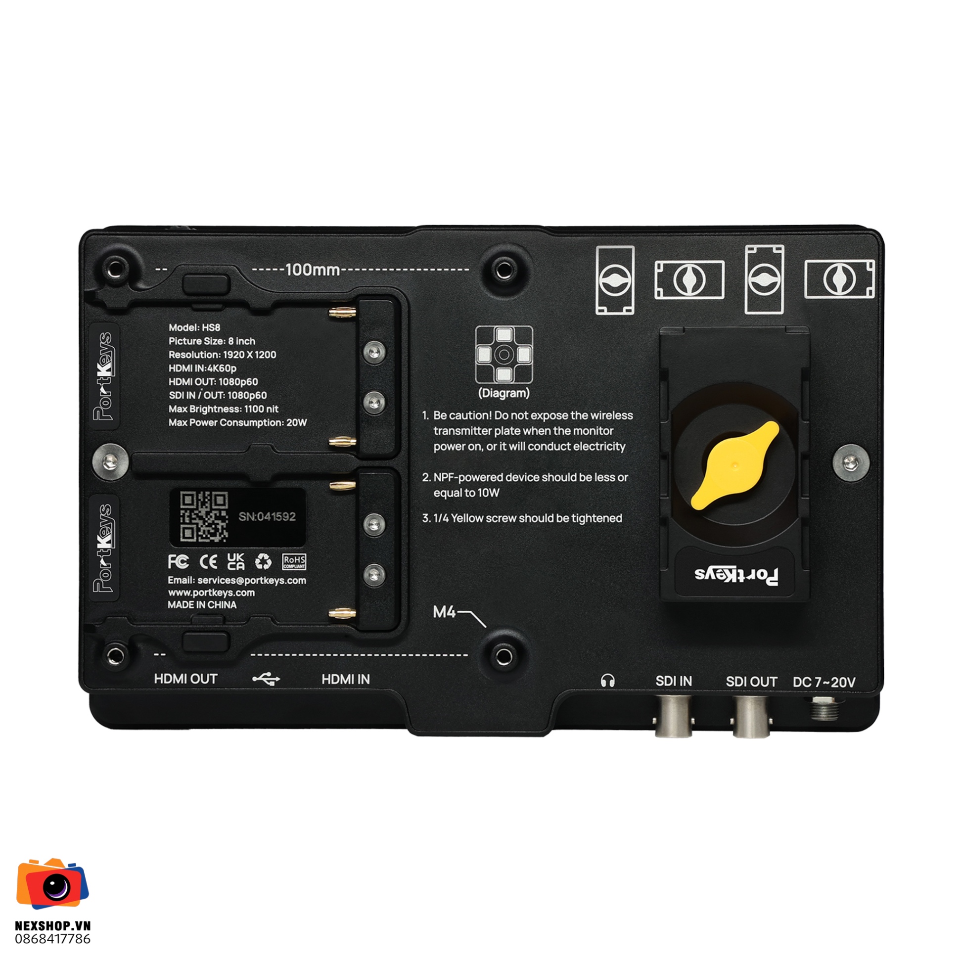 Monitor Portkeys HS8 ( 3G-SDI/4K HDMI HIGH BRIGHTNESS ) | Chính Hãng ( New )