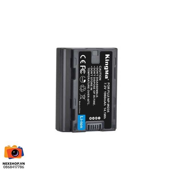 Bộ pin sạc Kingma NP-W235 | 2 pin, 1 cốc sạc | Nhập khẩu | Chính - mặt sau và phụ kiện đi kèm
