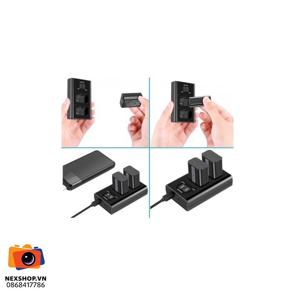 Bộ pin sạc Kingma NP-FW50 | 2 pin, 1 cốc sạc | Chính hãng - khả năng kết nối thiết bị