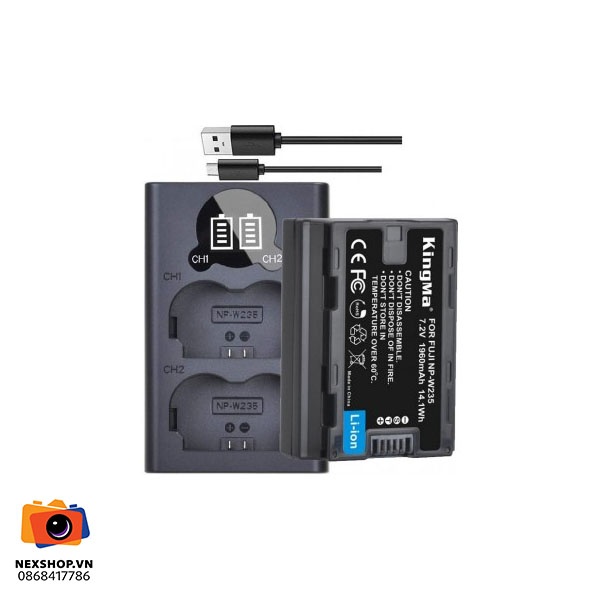 Bộ pin sạc Kingma NP-W235 | 2 pin, 1 cốc sạc | Nhập khẩu | Chính - cấu hình hộp sạc
