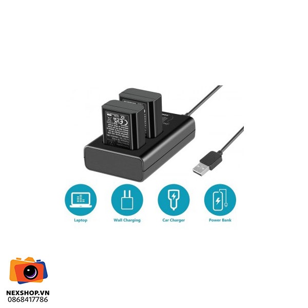 Bộ pin sạc Kingma NP-FW50 | 2 pin, 1 cốc sạc | Chính hãng - cấu hình hộp sạc