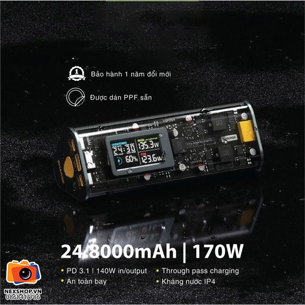 Pin dự phòng Shargeek 170 | 24000mAh - 170W PD 3.1 | Trắng | Chính hãng