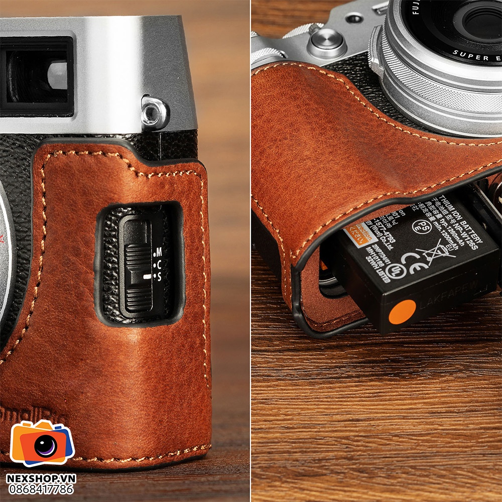 Bao da Leather Half Case Kit for FUJIFILM X100VI | Nâu | Chính hã - cấu hình hộp sạc