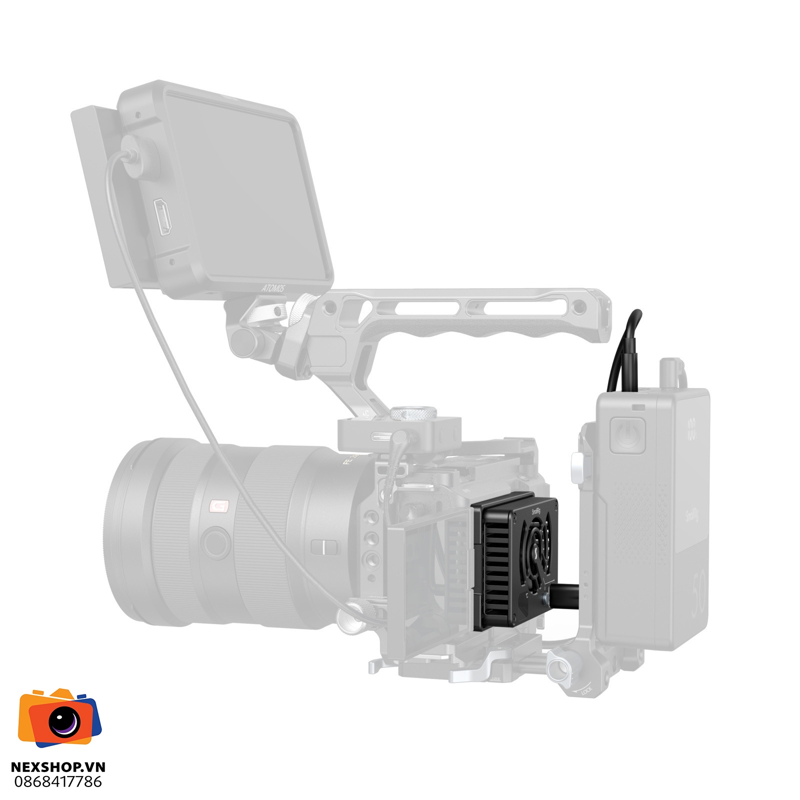 Quạt tản nhiệt SmallRig Cooling System | Chính hãng - mặt sau và phụ kiện đi kèm