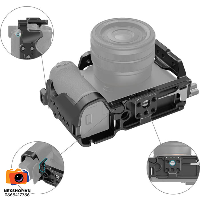 Khung bảo vệ máy ảnh SMALLRIG 4422 cho Sony a7C II & 7CR | Chính - khả năng kết nối thiết bị