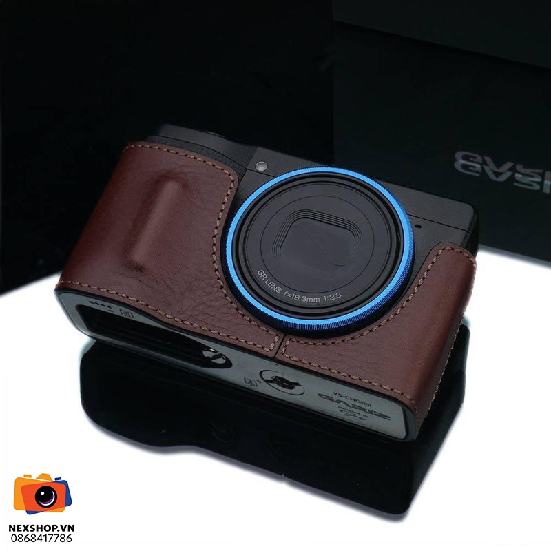 Bao da cho Ricoh GR III | Màu nâu | Chính hãng | NexShop - cấu hình hộp sạc