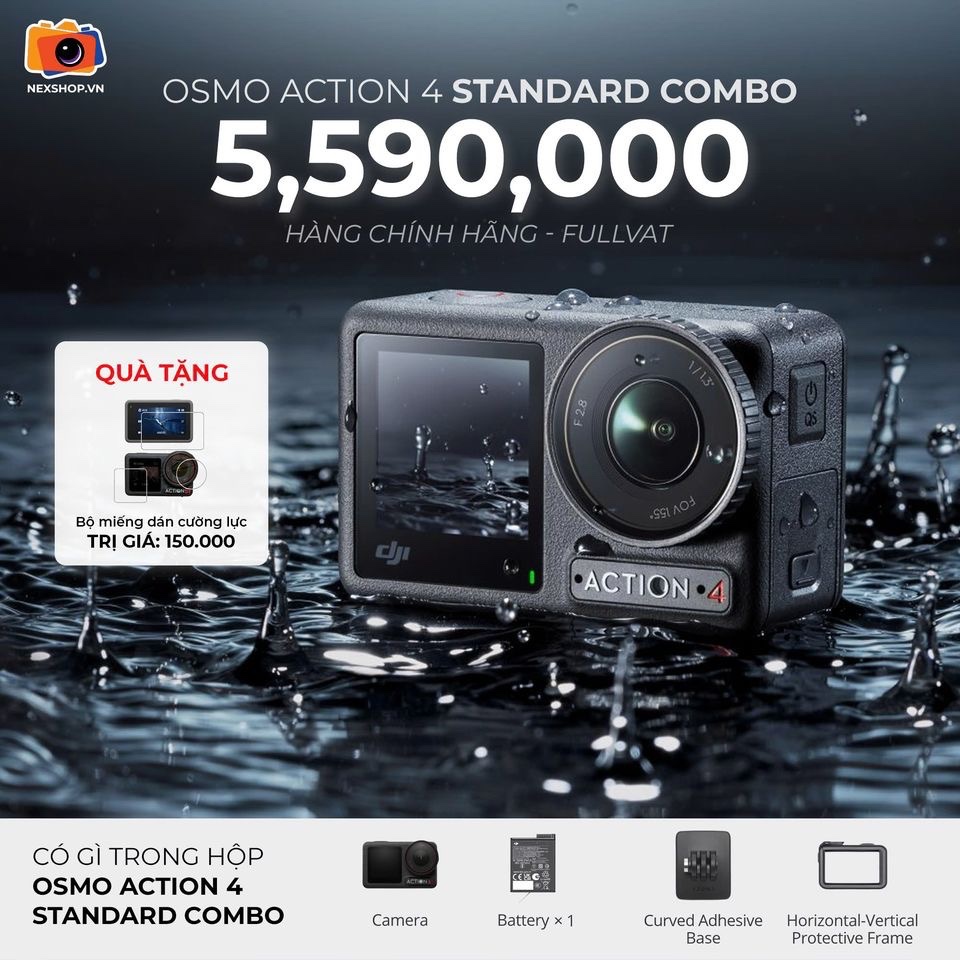 DJI Osmo Action 4 Standard Combo | Chính hãng | FullVAT - cấu hình hộp sạc