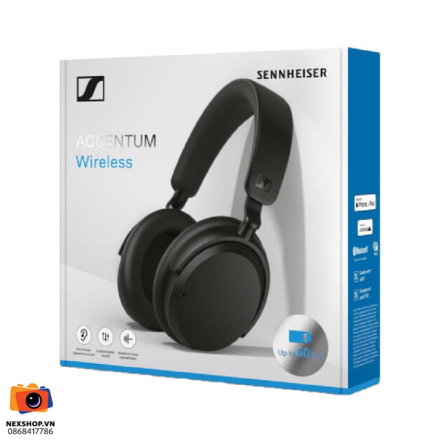 Tai nghe không dây Sennheiser Accentum - Màu Đen | Chính hãng - cấu hình hộp sạc