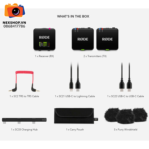 Micro thu âm không dây RODE Wireless GO 3 | Chính hãng - cấu hình hộp sạc