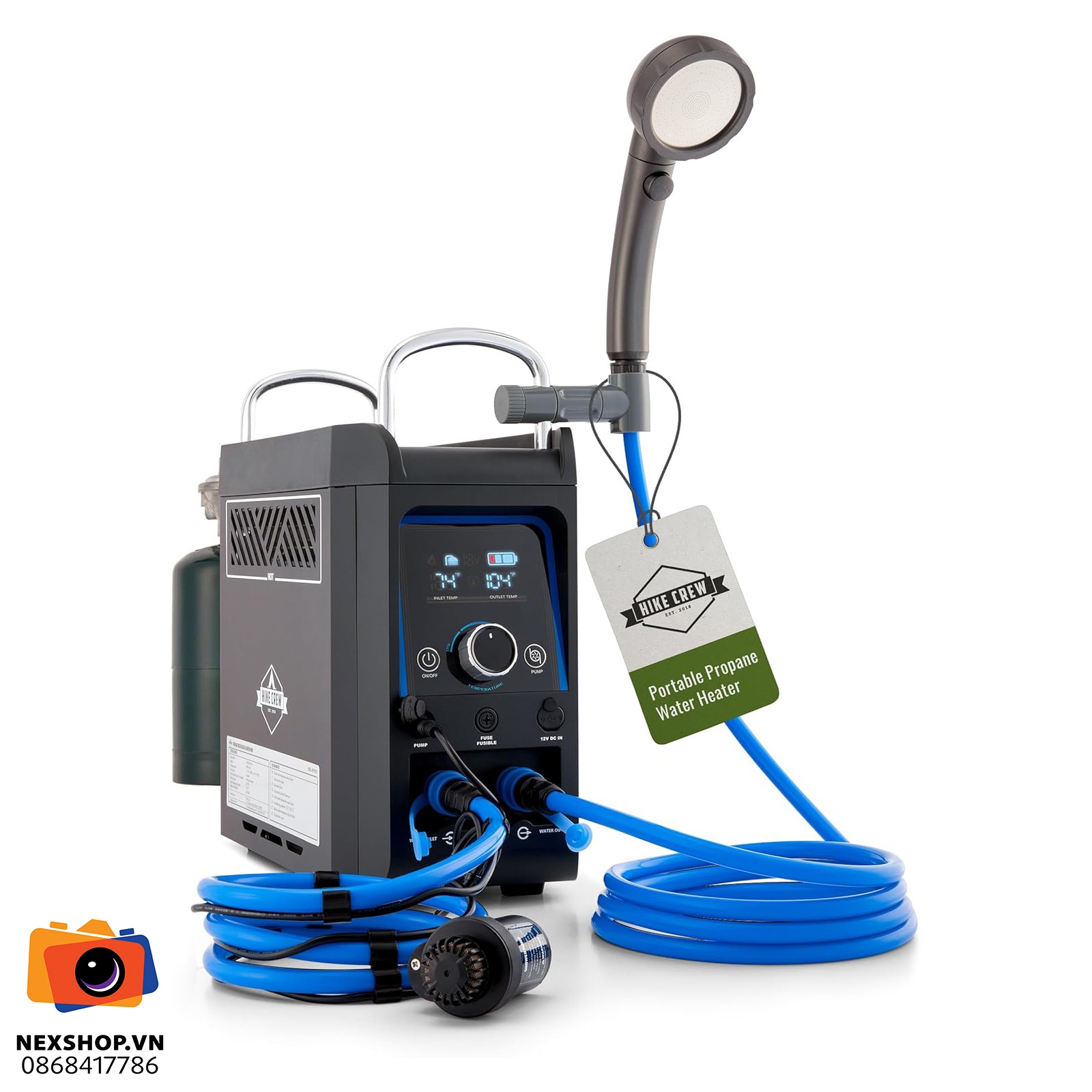 Máy ​​nước nóng propane và máy bơm vòi hoa sen Hike Crew