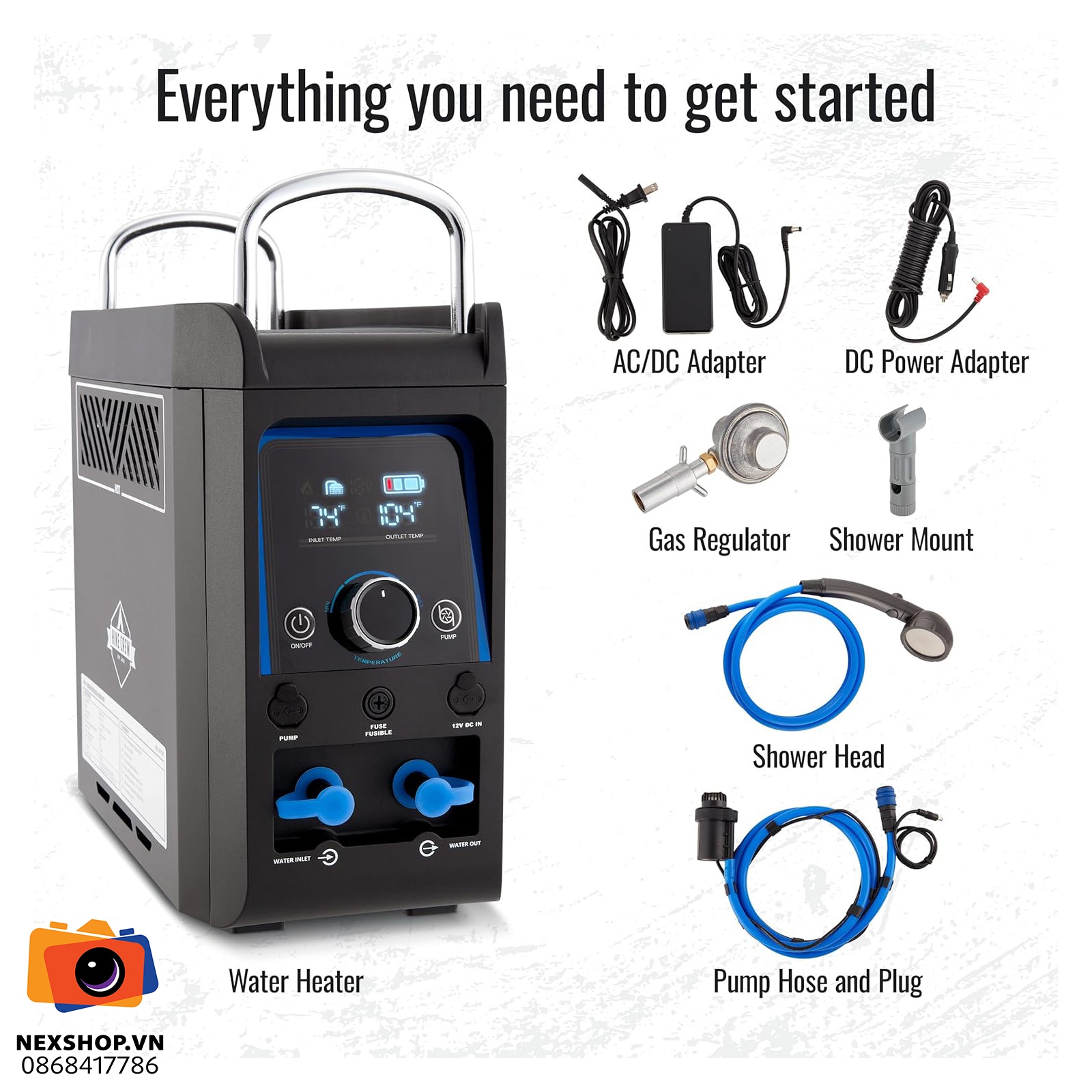 Máy ​​nước nóng propane và máy bơm vòi hoa sen Hike Crew