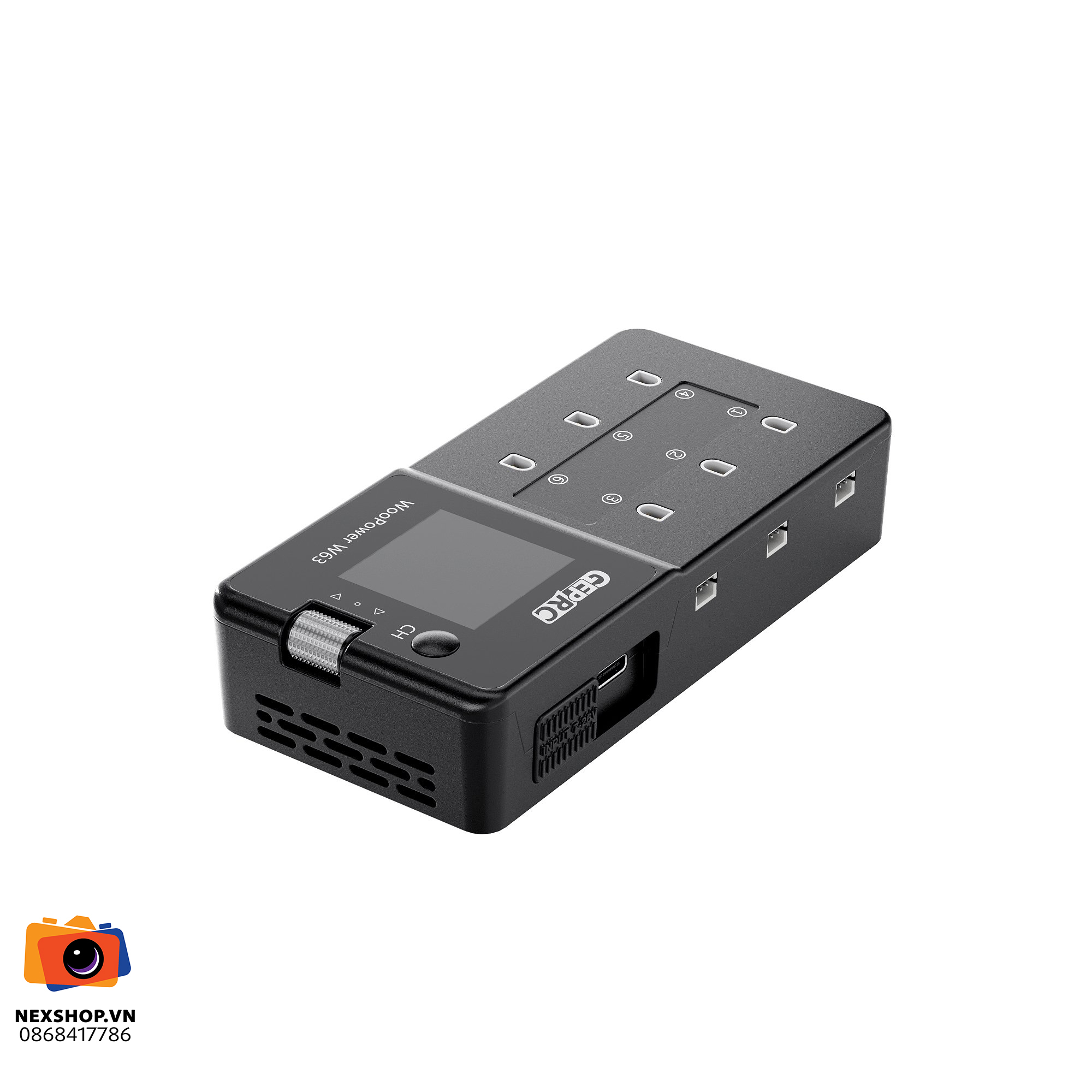 GEPRC WooPower W63 1S Charger | Sạc Nhanh Chính Hãng - mặt sau và phụ kiện đi kèm