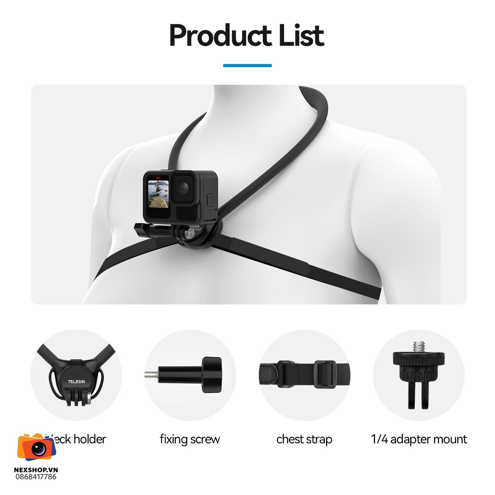 Dây đeo cổ TELESIN Action Camera/phone Neck Holder SE 2.0 | Chính - khả năng kết nối thiết bị