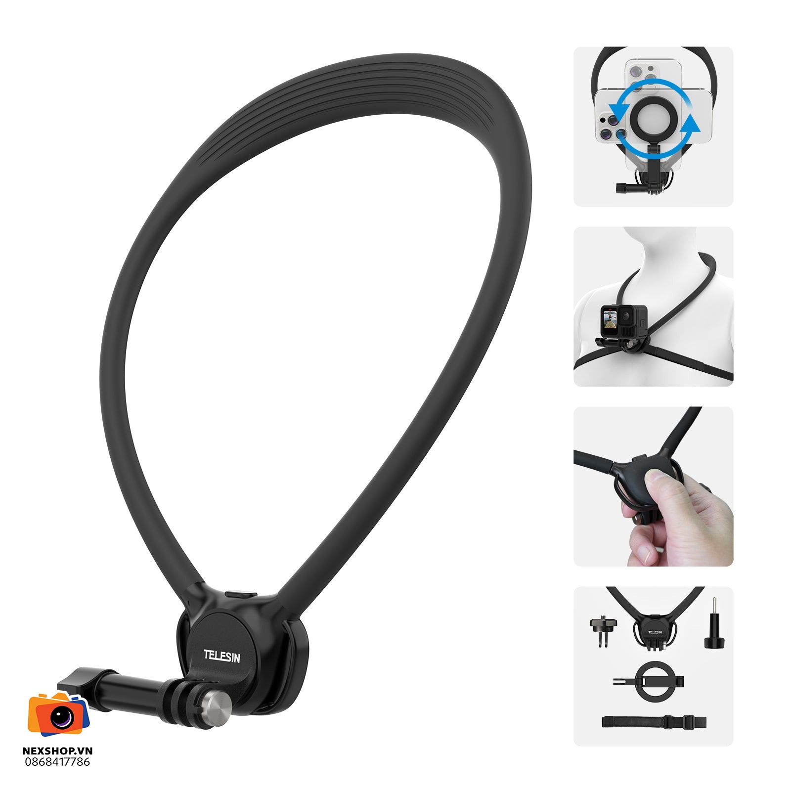 Dây đeo cổ TELESIN Action Camera/phone Neck Holder SE 2.0 | Chính - cấu hình hộp sạc