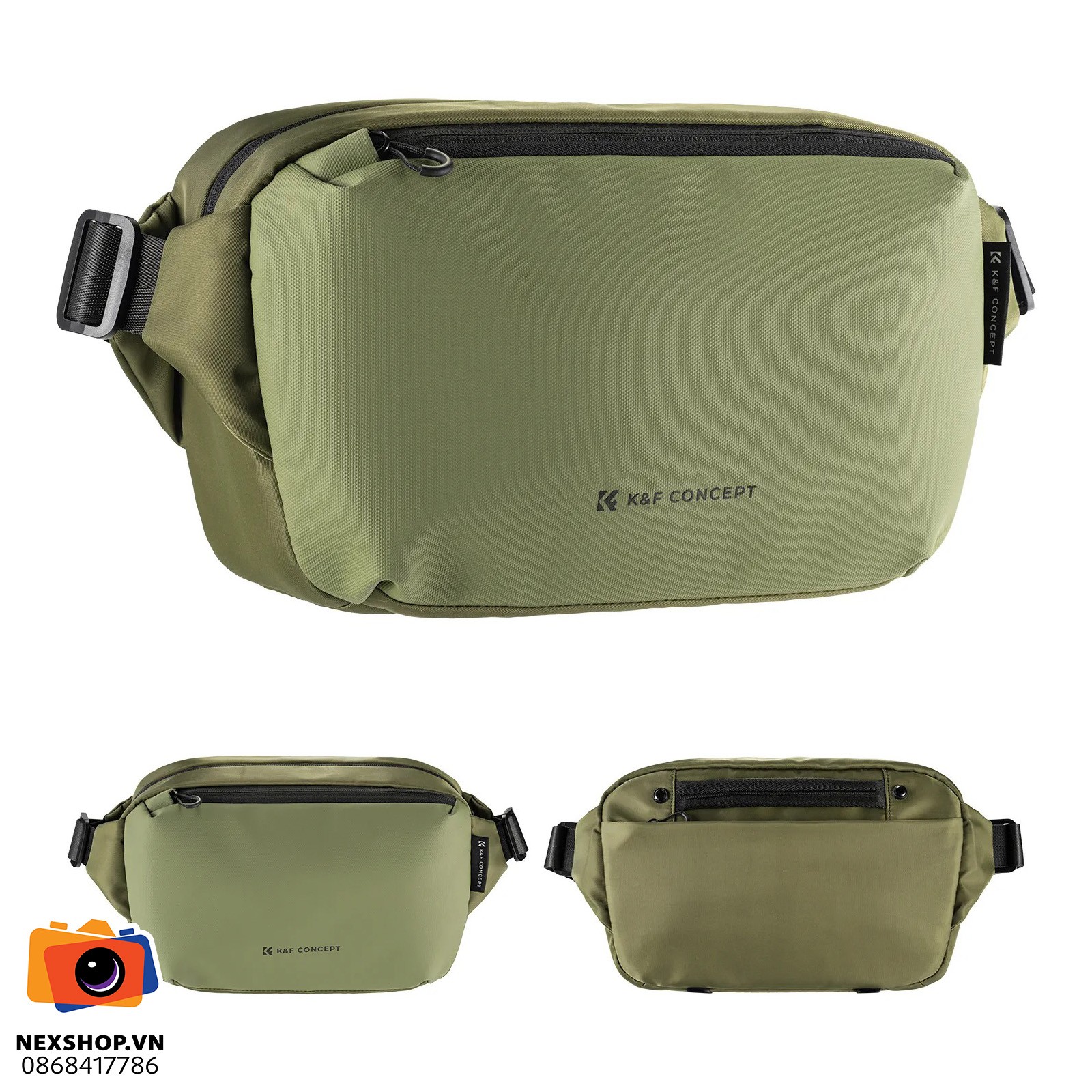 Túi đeo chéo KNF Concept Sling Bag 10L | Màu Xanh lá | Chính hãng - cấu hình hộp sạc