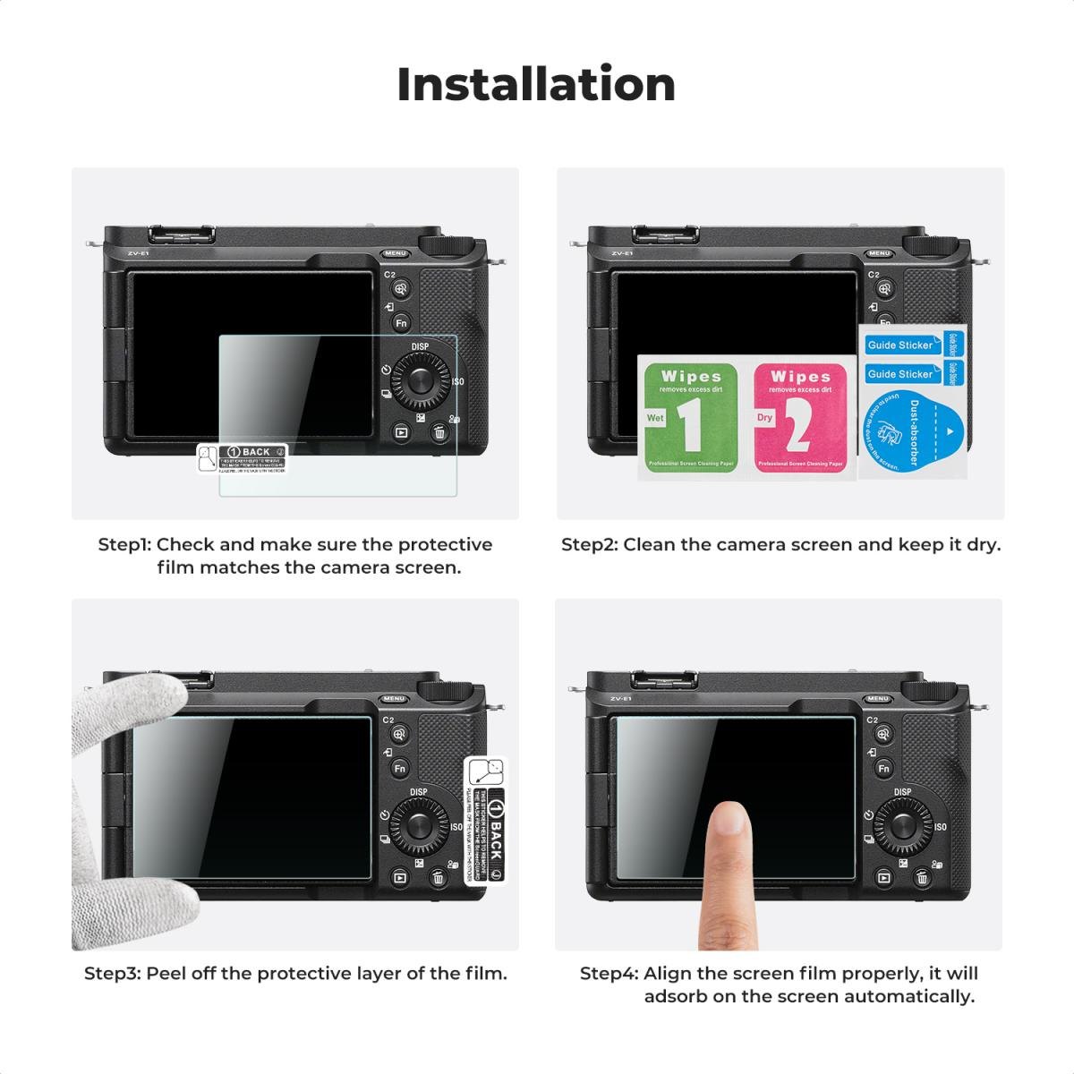Miếng dán bảo vệ màn hình KNF Concept cho Sony ZV-E1, A7 IV, A670 - cấu hình hộp sạc