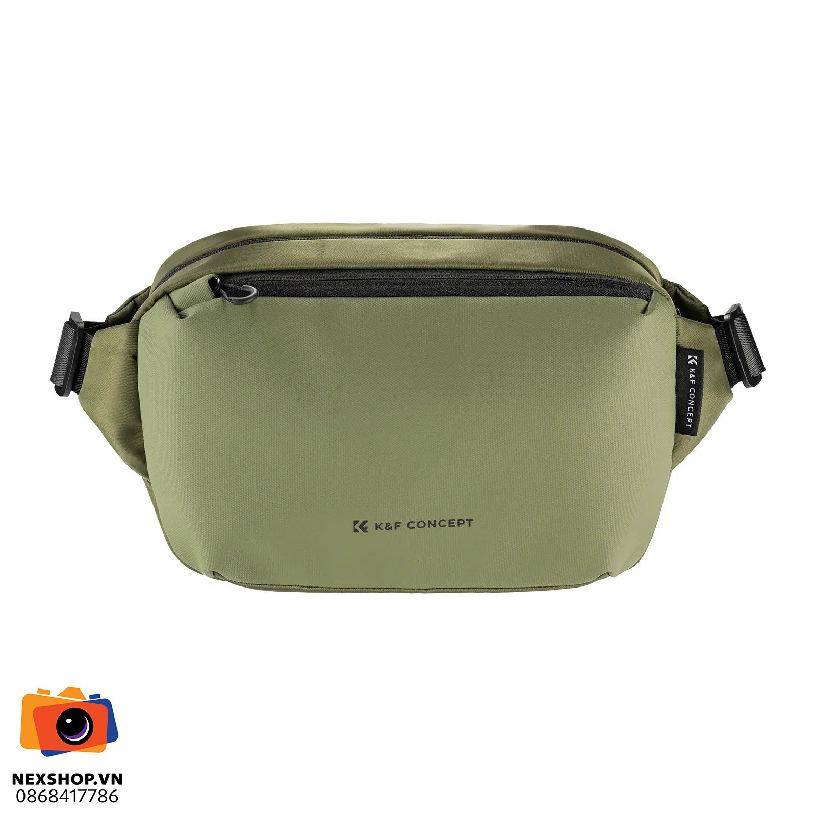 Túi đeo chéo KNF Concept Sling Bag 10L | Màu Xanh lá | Chính hãng - mặt sau và phụ kiện đi kèm