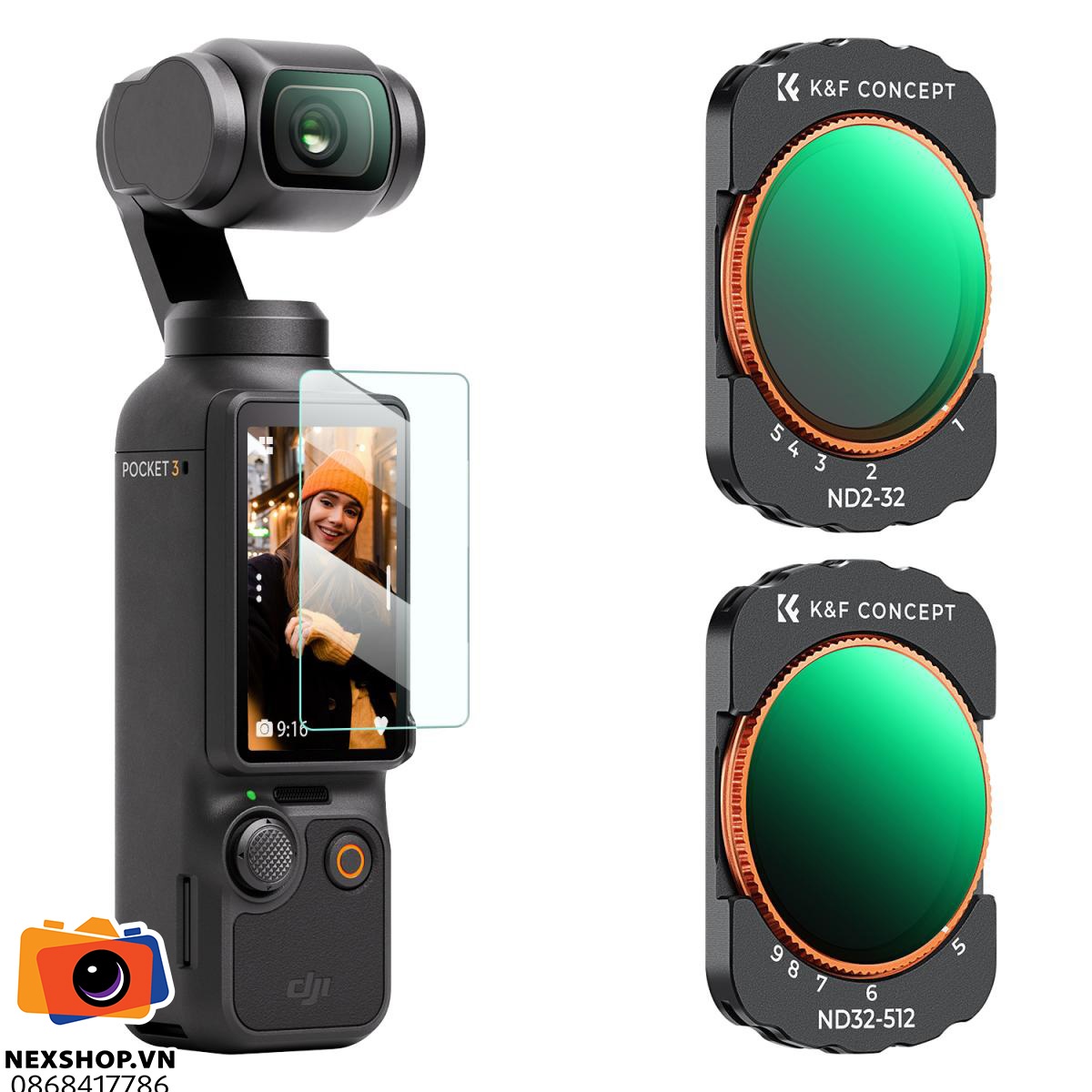 Bộ kính lọc KNF Concept ND2-32 + ND32-512 cho DJI Osmo Pocket 3 / Pocket 4 — K&F Concept chính hãng tại KNF Vietnam