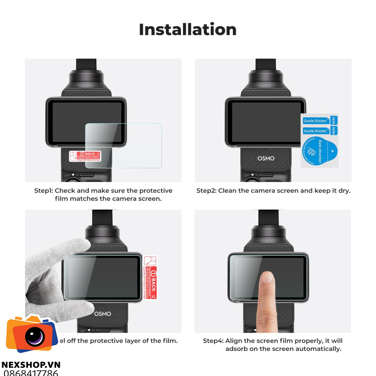 Miếng dán bảo vệ màn hình KNF Concept cho DJI Osmo Pocket 3/Pocke - cấu hình hộp sạc