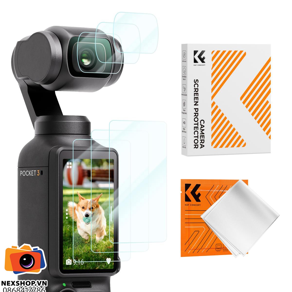 Miếng dán bảo vệ màn hình KNF Concept cho Dji Osmo Pocket 3 / Pocket 4 — K&F Concept chính hãng tại KNF Vietnam