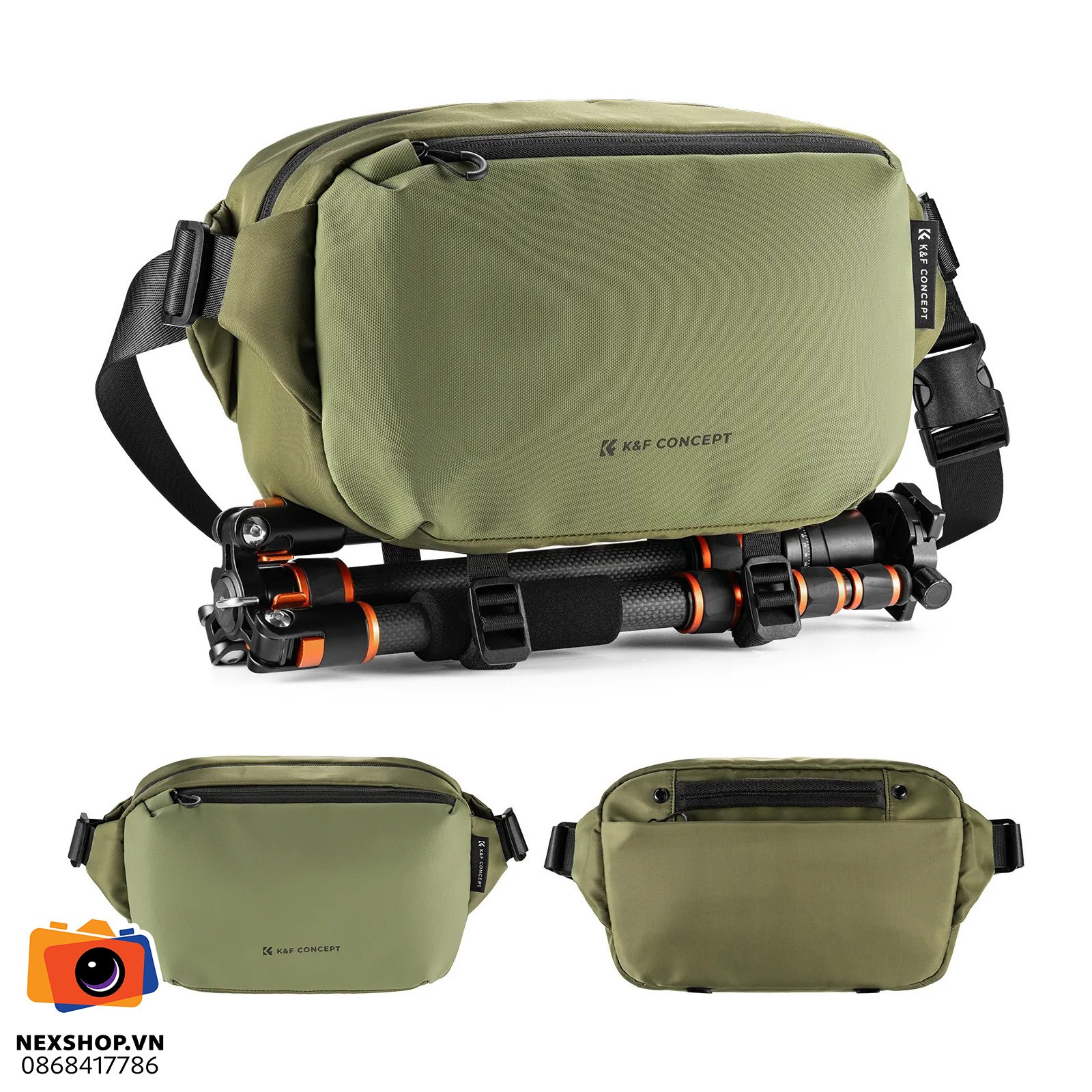 Túi đeo chéo KNF Concept Sling Bag 10L | Màu Xanh lá | Chính hãng - khả năng kết nối thiết bị