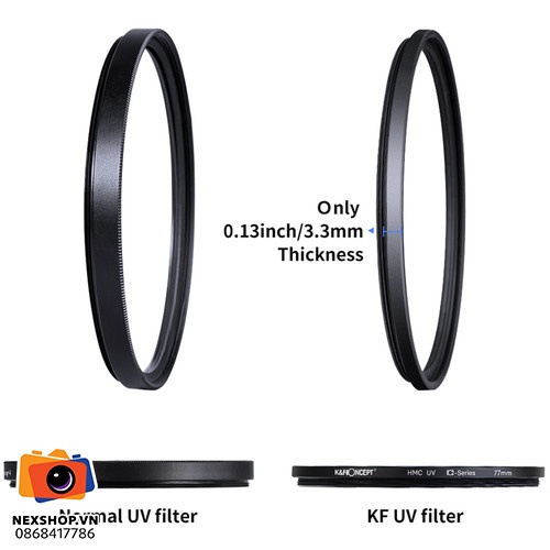 Kính lọc UV KNF Concept Blue Multi-Coated 77mm | Chính hãng - mặt sau và phụ kiện đi kèm