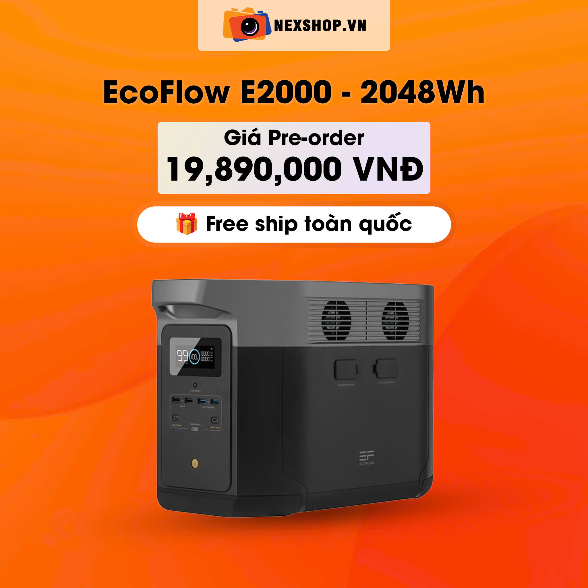 Trạm điện di động EcoFlow DELTA E2000 | Công suất 2000W | Chính h - cấu hình hộp sạc