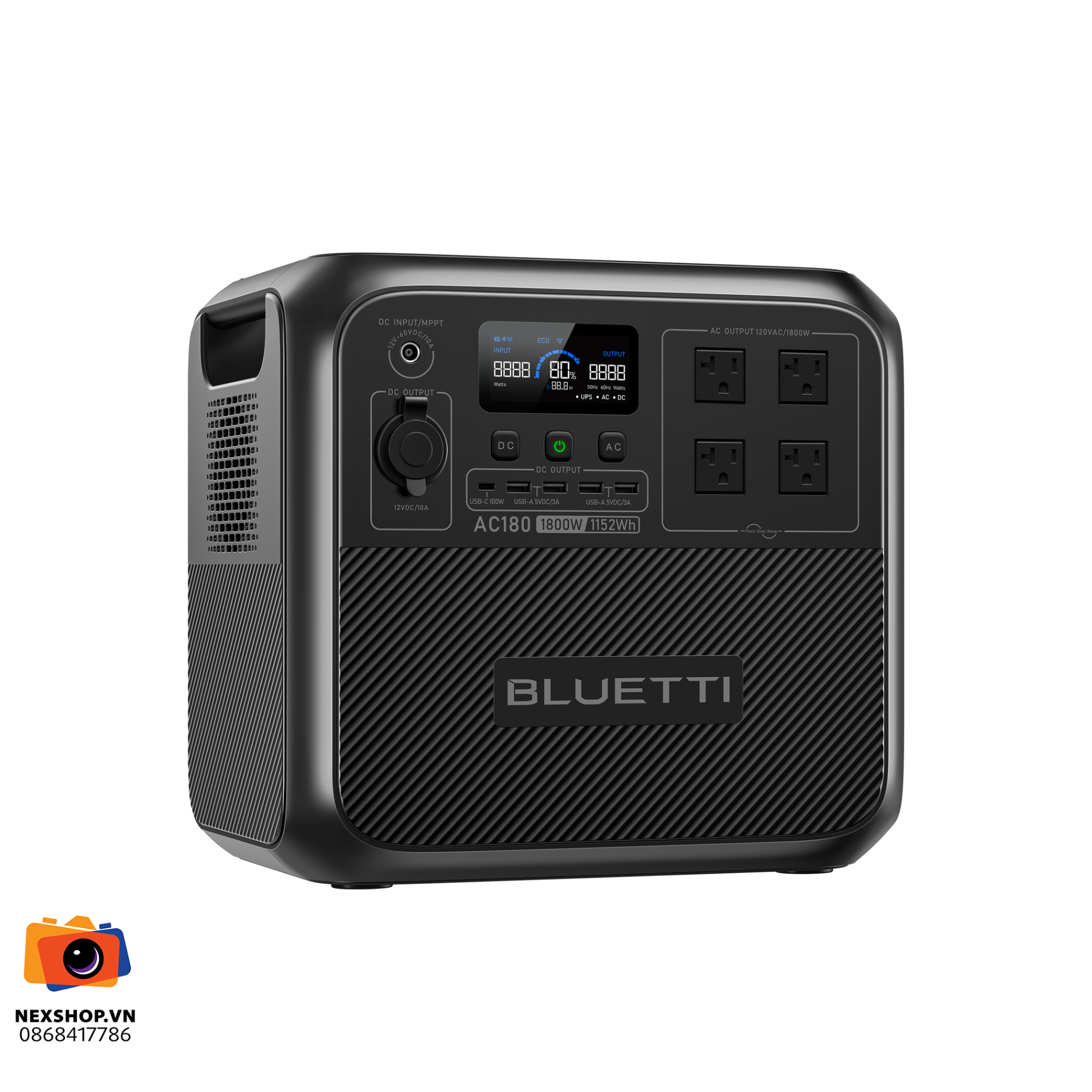 Trạm điện di động BLUETTI AC180 1,800W 1,152Wh | Chính hãng - cấu hình hộp sạc