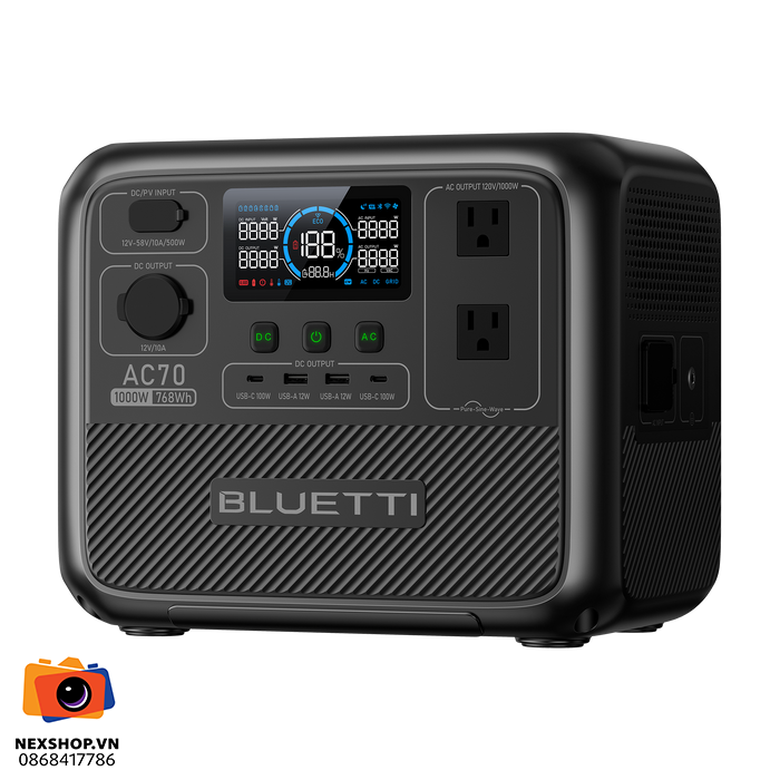 Trạm điện di động BLUETTI AC70 1000W 768Wh | Chính hãng - khả năng kết nối thiết bị