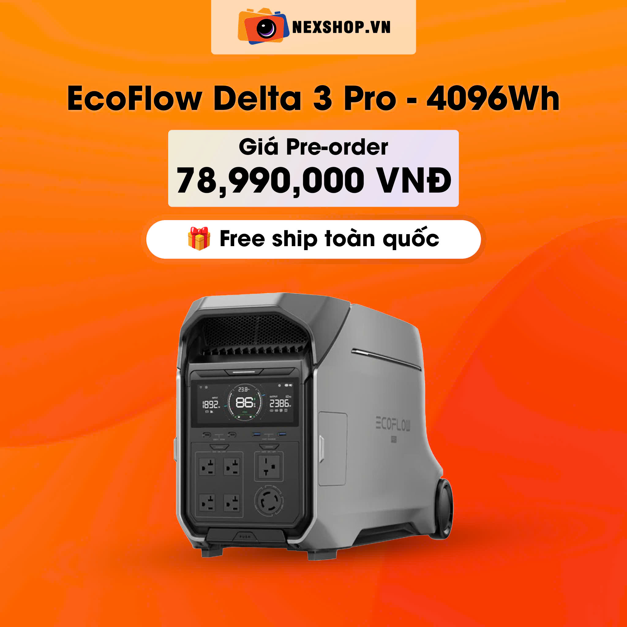 Trạm năng lượng Ecoflow Delta 3 Pro 4096Wh | Hàng chính hãng