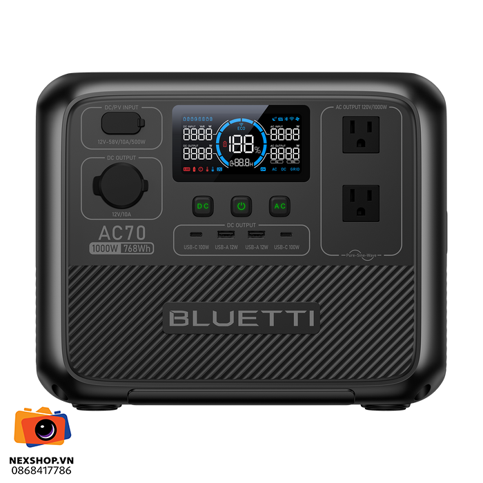 Trạm điện di động BLUETTI AC70 1000W 768Wh | Chính hãng - thiết kế và phụ kiện