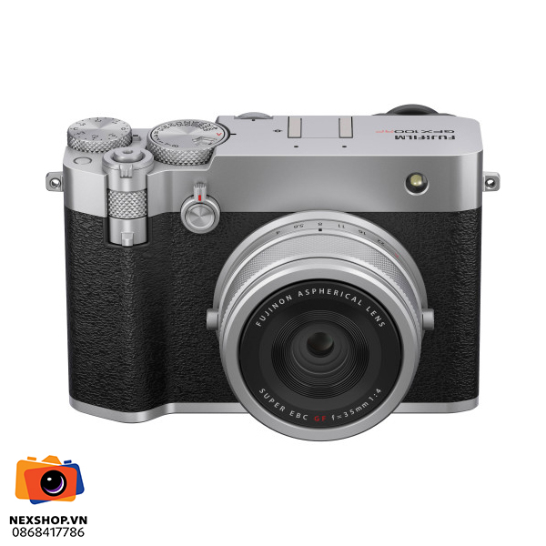 Máy ảnh Fujifilm GFX100RF | Màu Bạc | Chính hãng NexShop - mặt sau và phụ kiện đi kèm
