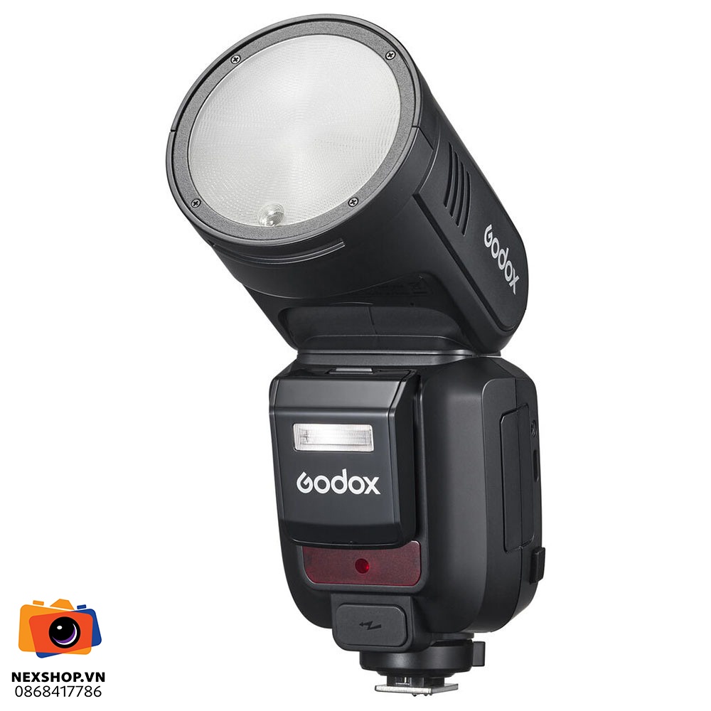 Đèn Flash Sony GODOX V100 | Chính hãng, Công suất Cao - mặt sau và phụ kiện đi kèm
