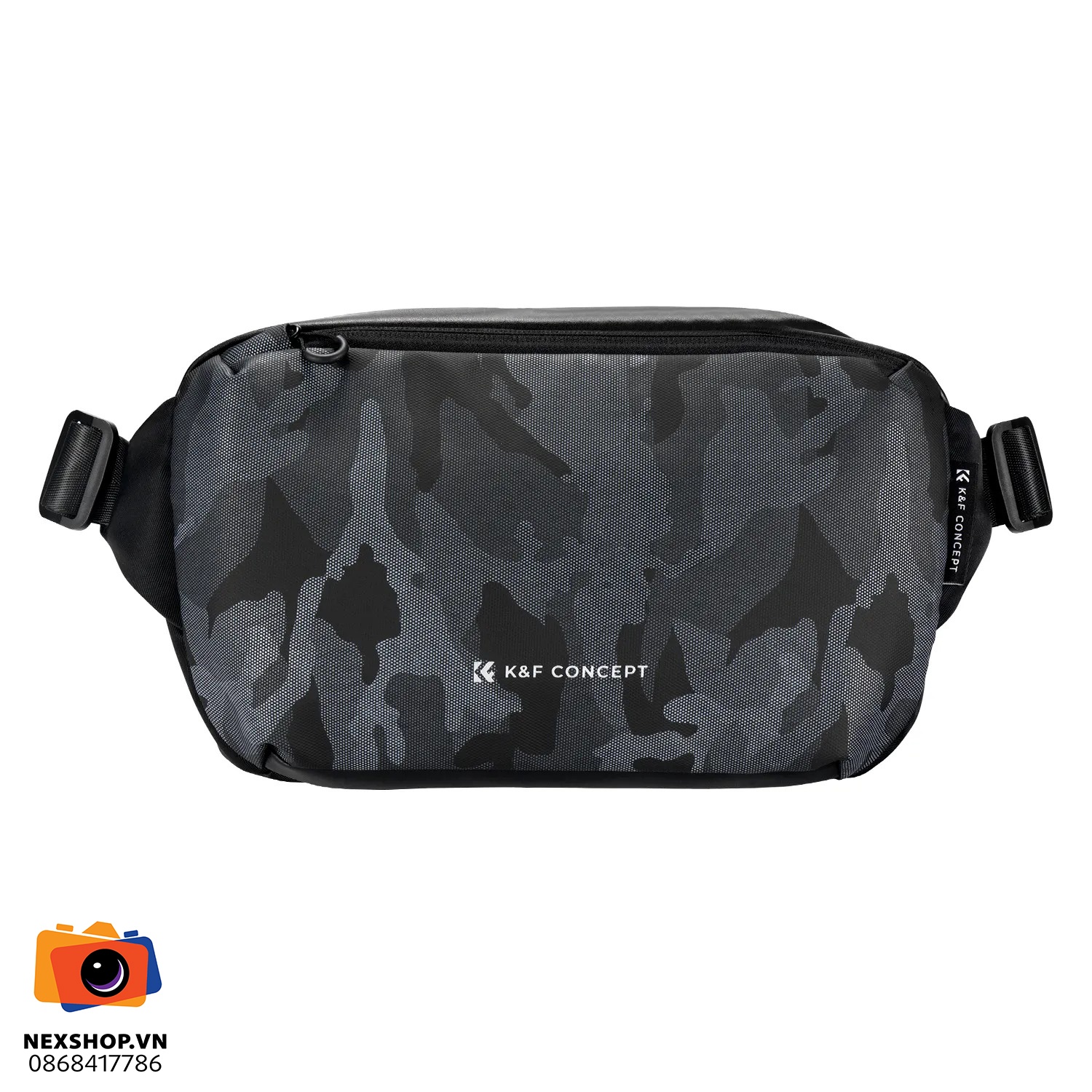 Túi đeo chéo KNF Concept Sling Bag 10L | Camouflage | Chính hãng - mặt sau và phụ kiện đi kèm
