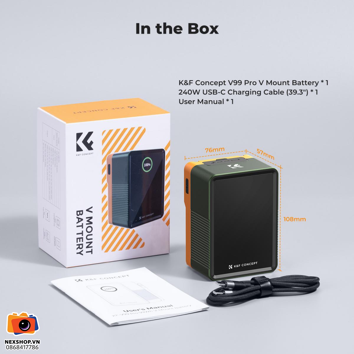 Pin KNF Concept V-Mount 99Wh 14,8V 6700mAh | Chính hãng - khả năng kết nối thiết bị