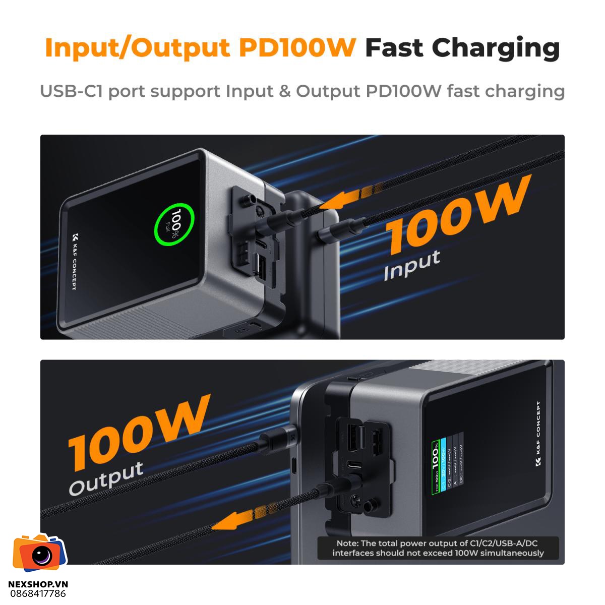 Pin KNF Concept V-Mount 99Wh 6700mAh | Chính hãng - cấu hình hộp sạc