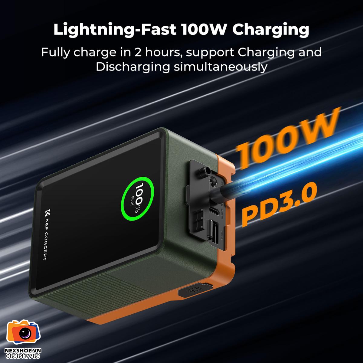 Pin KNF Concept V-Mount 99Wh 14,8V 6700mAh | Chính hãng - cấu hình hộp sạc