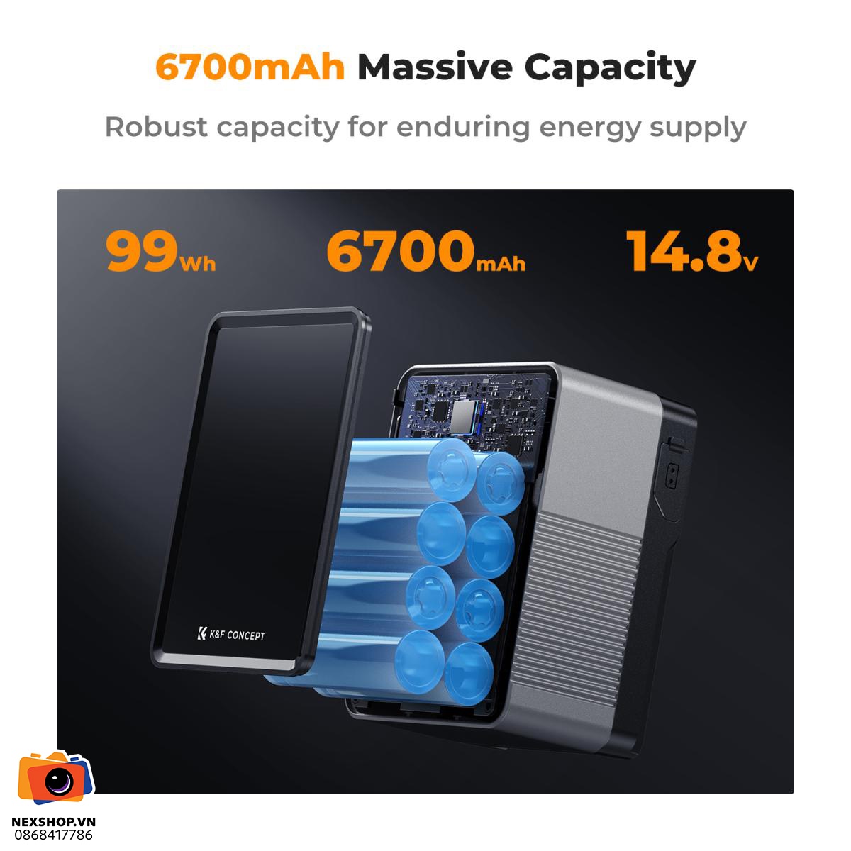 Pin KNF Concept V-Mount 99Wh 6700mAh | Chính hãng - khả năng kết nối thiết bị