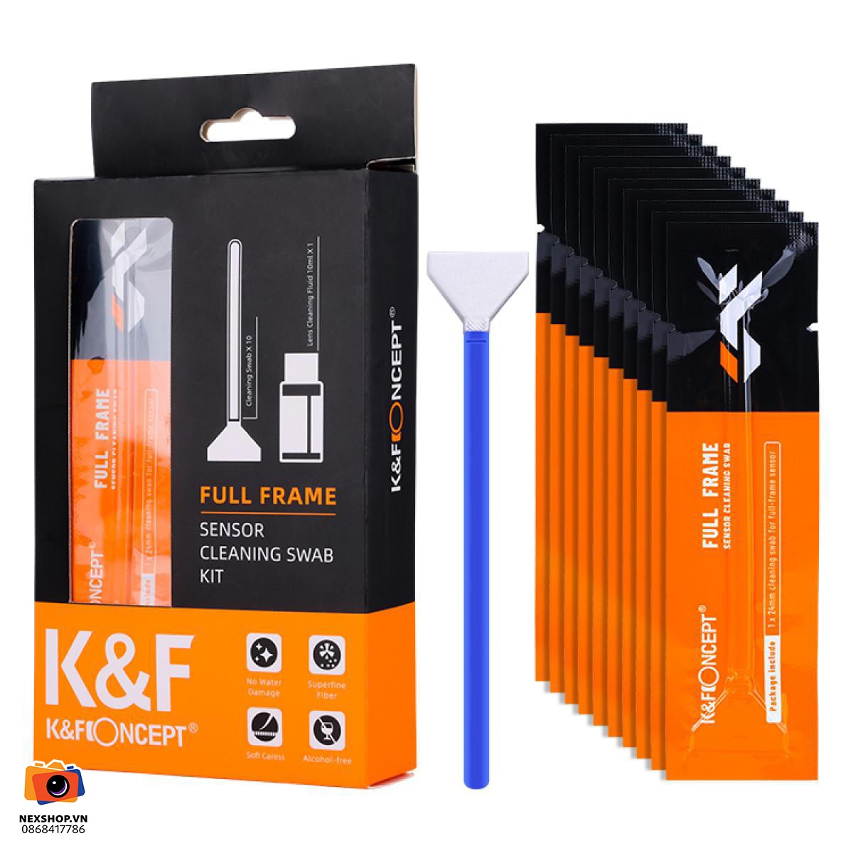 Bộ tăm bông vệ sinh cảm biến Full-Frame 24mm KF Concept - thiết kế và phụ kiện