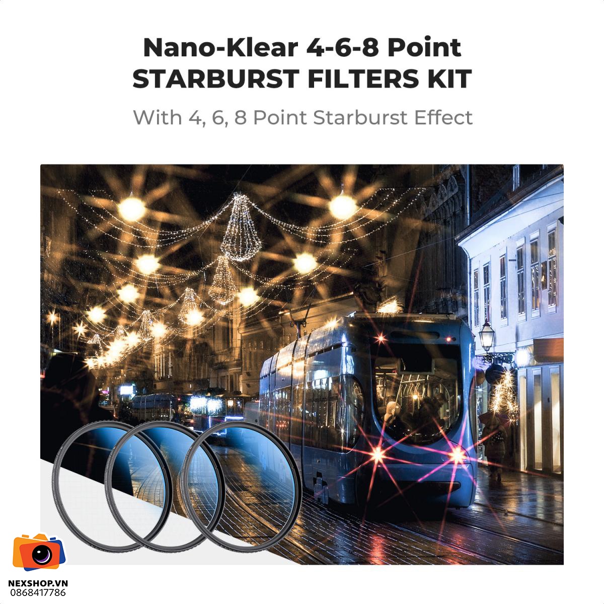 KNF Concept 62mm Star Filters Kit | (4 Points, 6 Points, 8 Points Cross Screen Starburst Filters)